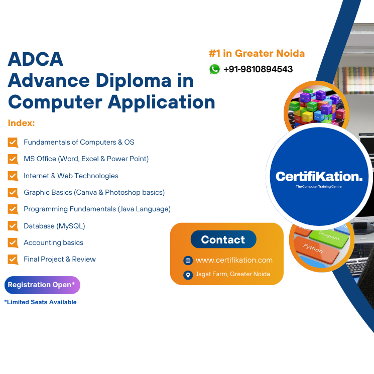 🖥️ ADCA Course in Greater Noida – 6-Months Weekend Program by certifiKation.